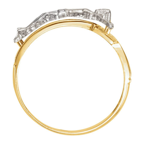 14k White/Yellow Gold Men's Crucifix Ring, Size 11