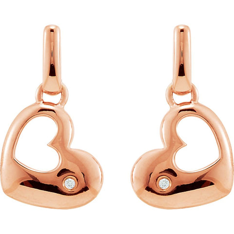Sterling Silver .015 CTW Diamond Heart Dangle Earrings