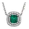 14K White Gold Chatham« Created Emerald & 0.04 CTW Diamond 16-Inch Necklace