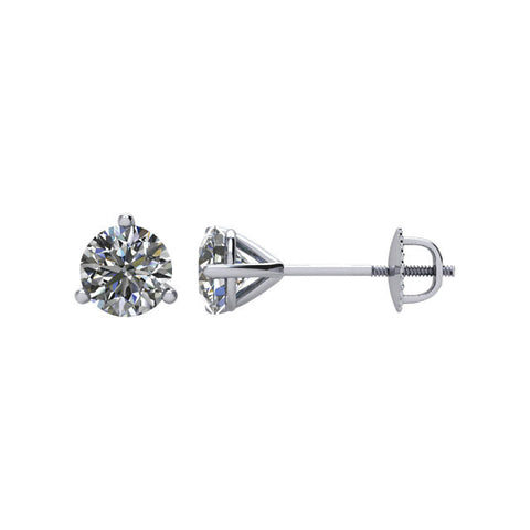 14k White Gold 3/4 CTW Diamond Threaded Post Earrings