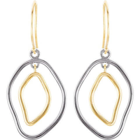 Sterling Silver & 14k Yellow Gold Open Silhouette Earrings
