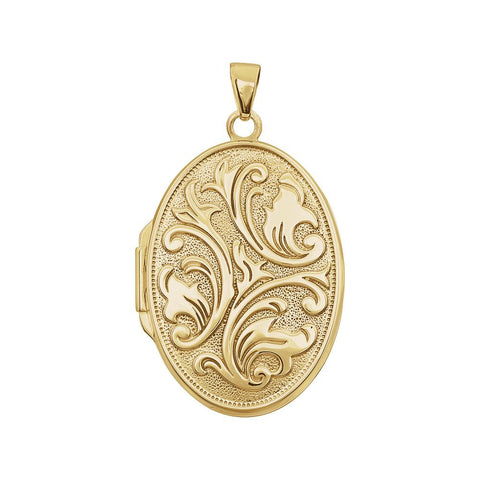 14K Yellow Gold Oval Embossed Locket