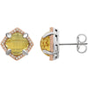 Sterling Silver Rose Gold Plated Citrine & 1/6 ctw. Diamond Earrings