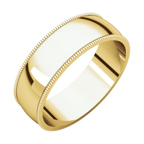 14k Yellow Gold 6mm Light Milgrain Band, Size 10