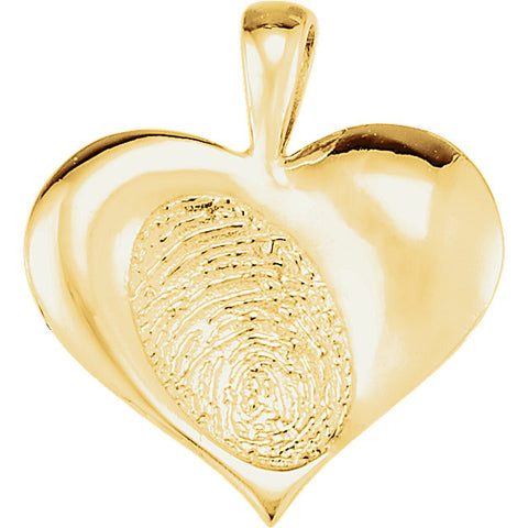 14k Yellow Gold 18.2x17.3mm Medium Heart print Pendant