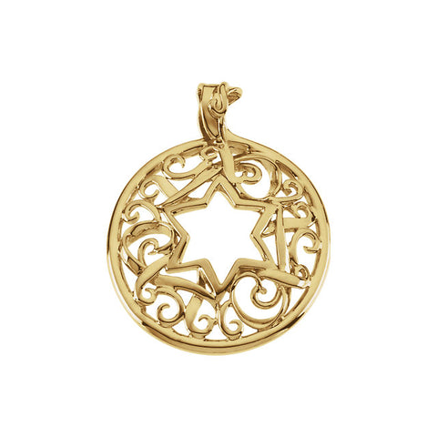 18k Yellow Gold 34x27.5mm Star of David Pendant