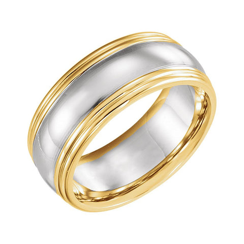 14K White & Yellow Gold 8mm Comfort-Fit Two-Tone Band Size 7