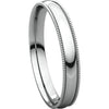 Platinum 3mm Light Comfort Fit Milgrain Band , Size 4