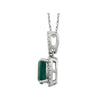 14k White Gold Created Emerald & .03 CTW Diamond 18" Necklace