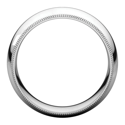 14k White Gold 8mm Double Milgrain Comfort Fit Band, Size 9.5