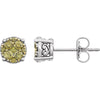 14K White Gold 3/8 CTW Yellow Diamond Cluster Earrings