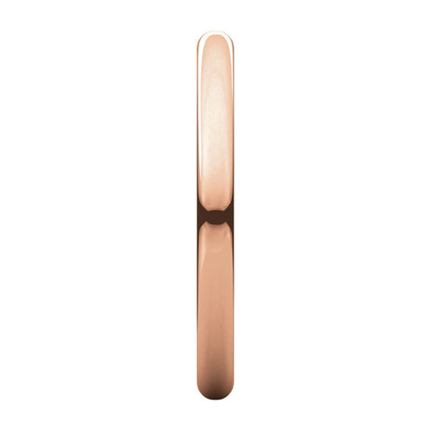 10k Rose Gold 2mm Half Round Light Band, Size 7