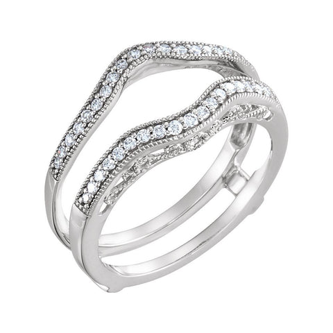 14k White Gold 1/4 CTW Diamond Ring Guard , Size 7