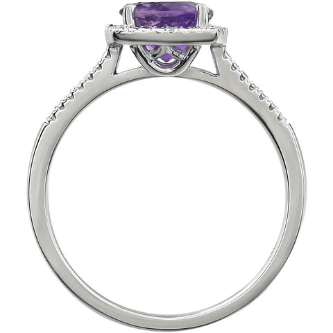 Sterling Silver Amethyst & .01 CTW Diamond Ring, Size 8