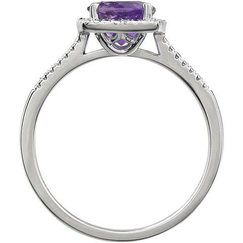 Sterling Silver Amethyst & .01 CTW Diamond Ring, Size 6