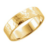 14k Yellow Gold 6mm Flat Men's Wedding Band with Hammer Finish, Size 11