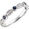 14k White Gold Sapphire & 1/6 ctw. Diamond Ring, Size 7