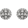 14k White Gold 1/4 CTW Diamond Cluster Earrings