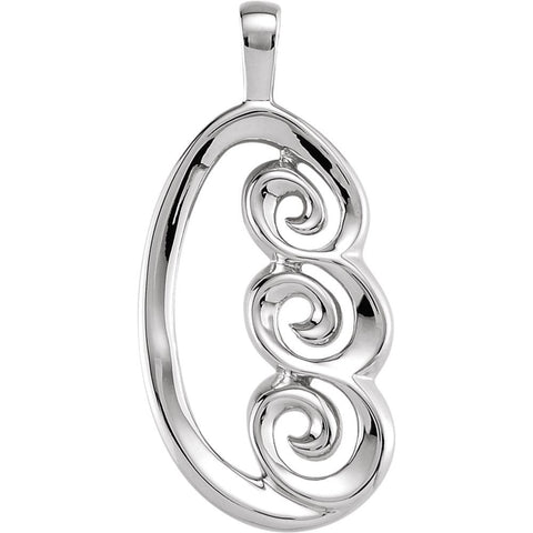 14k White Gold 30x14mm Freeform Pendant