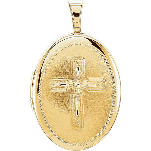 Gold Plated & Sterling Silver Oval Cross Locket