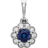 14k White Gold Blue Sapphire & 1/6 ctw. Diamond Pendant