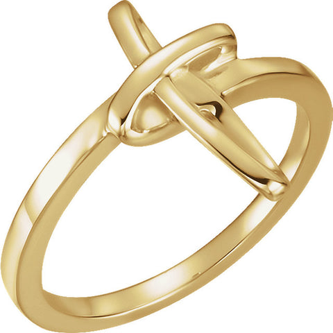 14k Yellow Gold Cross Ring, Size 7