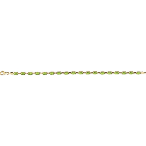 14k Yellow Gold Peridot 7" Bracelet