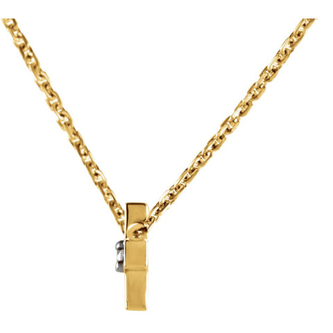 14k Yellow Gold .01 CTW Diamond Cross 18" Necklace