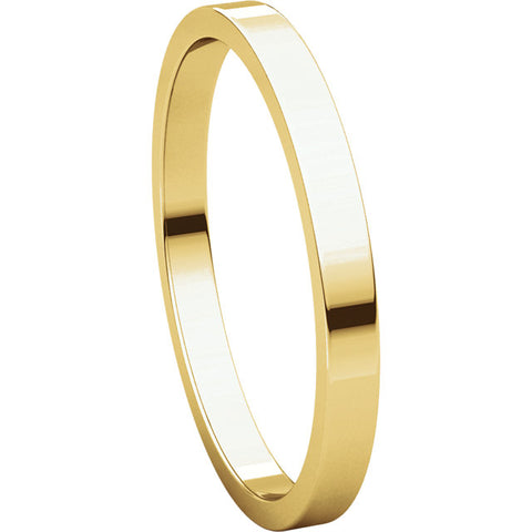 14k Yellow Gold 2mm Flat Band, Size 6