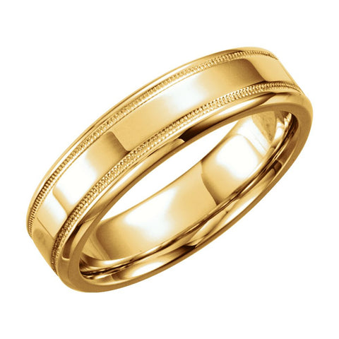 14k Yellow Gold 6mm Design Band Size 10