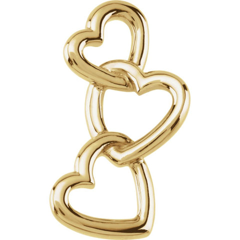18k Yellow Gold Linked Hearts Pendant