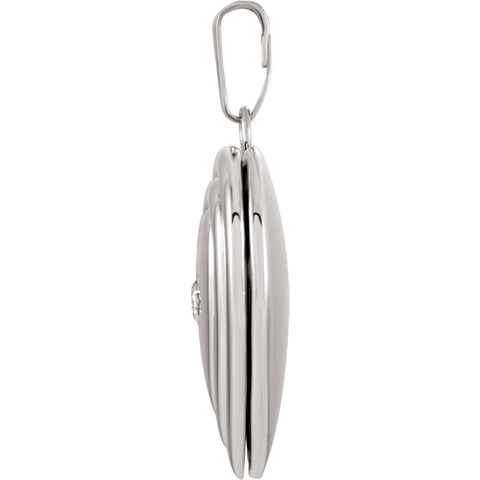 Sterling Silver 15mm .010 CTW Diamond Heart Locket