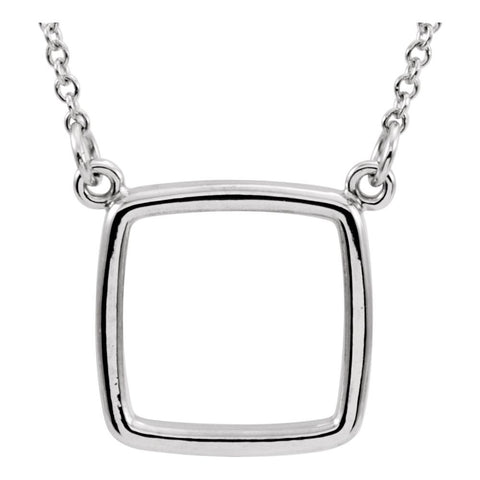 14k White Gold Cushion Square 16" Necklace