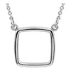 14K White Gold Cushion Square 16-Inch Necklace