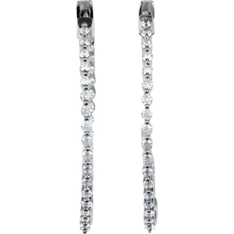 Sterling Silver 32mm Cubic Zirconia Hoop Earrings