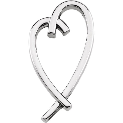 14k White Gold Heart Pendant Slide