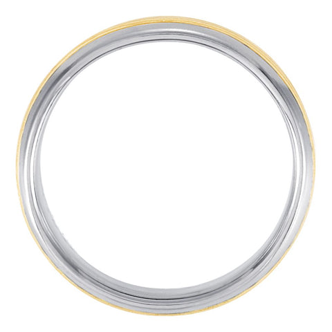 5.5mm Stainless Steel Domed Band with 18K Yellow Inlay, Size 6.5