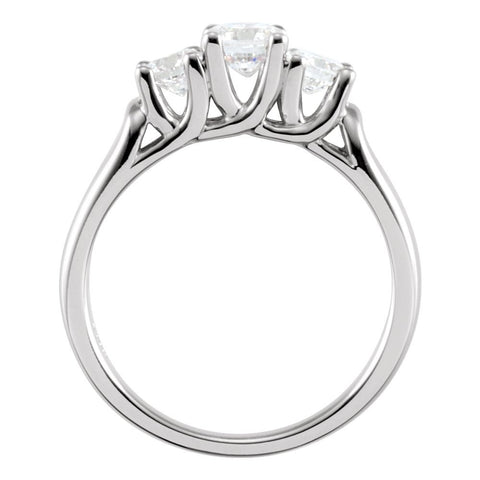 14k White Gold 1 CTW Diamond 3 Stone Anniversary Ring, Size 7