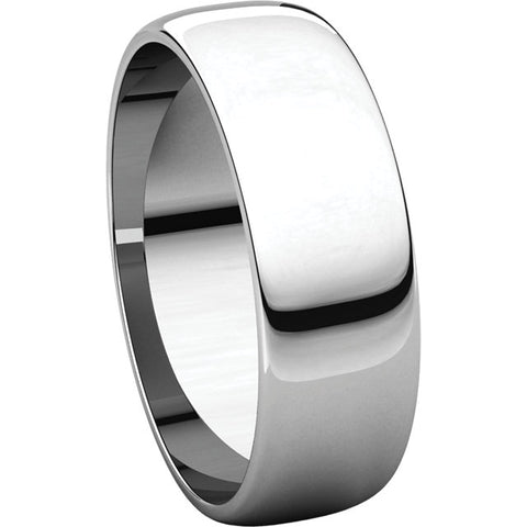 10k White Gold 6mm Half Round Light Band, Size 9