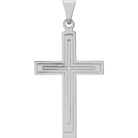 14k White Gold 28x18mm Cross Pendant