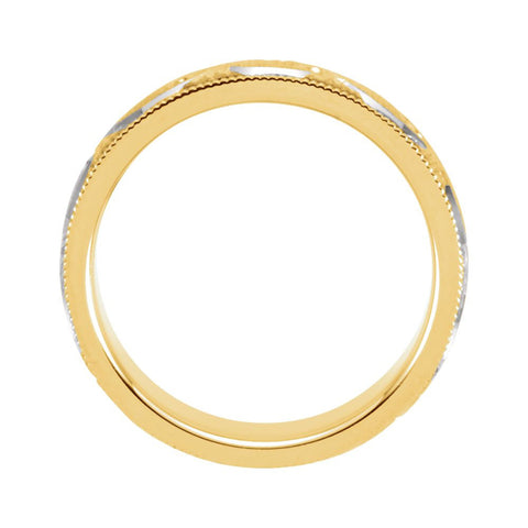 14k Yellow Gold & White 6mm Comfort-Fit Band Size 8