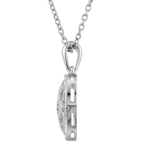 Sterling Silver Ruby 18" Necklace