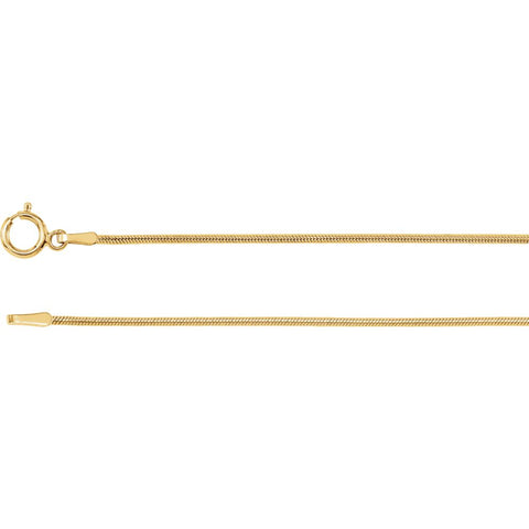 14k Yellow Gold Solid Snake 20" Chain