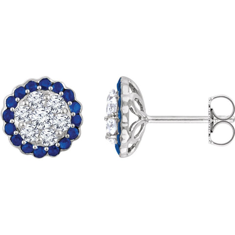 14k White Gold Blue Sapphire & 5/8 CTW Diamond Earrings