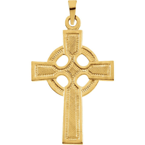 14k Yellow Gold 28x20mm Celtic Cross Pendant