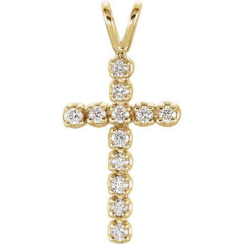 14k Yellow Gold 1/8 CTW Diamond Cross Pendant