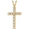 15.00x10.00 mm Cross Pendant with Diamond in 14K Yellow Gold