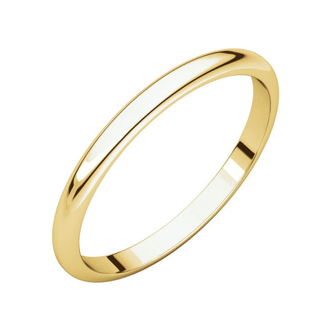 10k Yellow Gold 2mm Half Round Band, Size 5.5