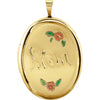 Oval Mom Locket with Color in Gold Plated Sterling Silver