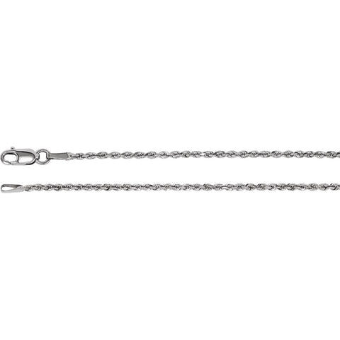 14k White Gold 1.6mm Diamond-Cut Rope 7" Chain with Lobster Clasp